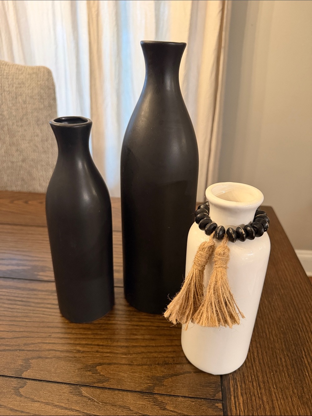 Hobby Lobby Black and White Ceramic Vase Trio